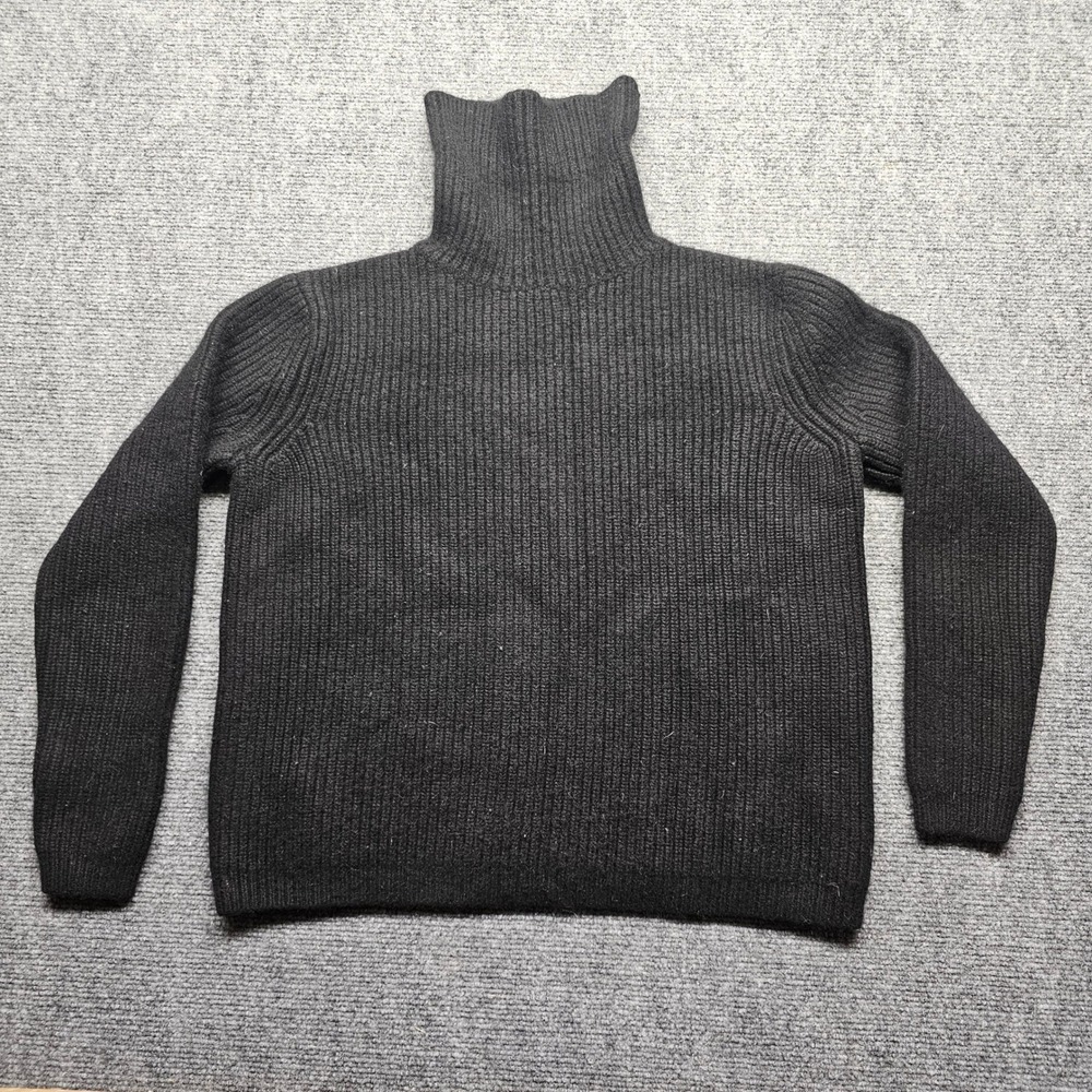 Black Ribbed Knit Turtleneck Sweater Heavyweight Raglan Long Sleeve Pullover